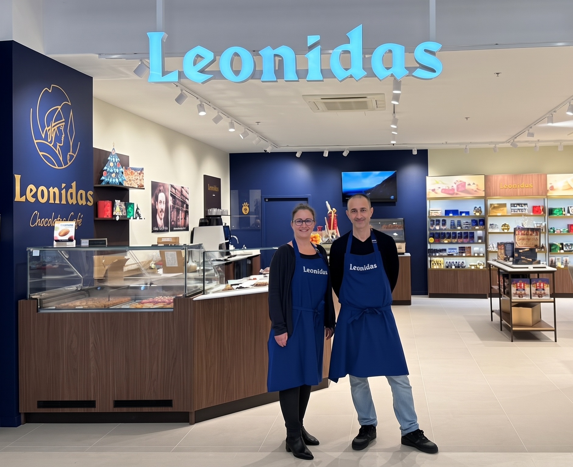 L’équipe Leonidas dans la boutique de Cergy Les 3 Fontaines